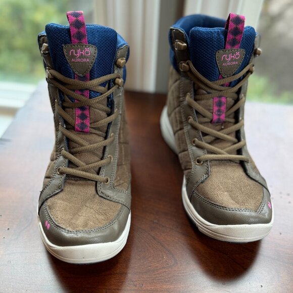 Ryka Aurora Beige Quilted Lace Up Boots - Picture 3 of 13